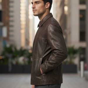 Chaqueta corte recto piel TEXAS, vista lateral