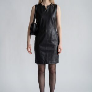 Vestido negro de cuero Midi MONI, foto 1